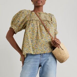 DÔEN Frances ruffled floral-print organic cotton-blend top